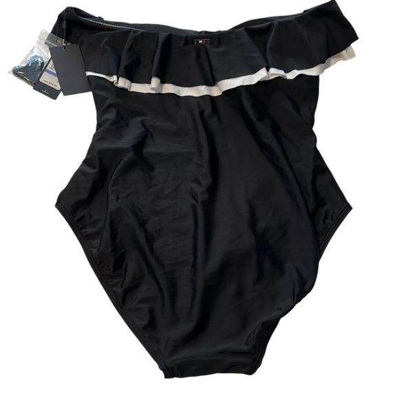 New Tommy Hilfiger Women's Bandeau One Piece Swimsuit_Navy&white_size 10 - Picture 8 of 10